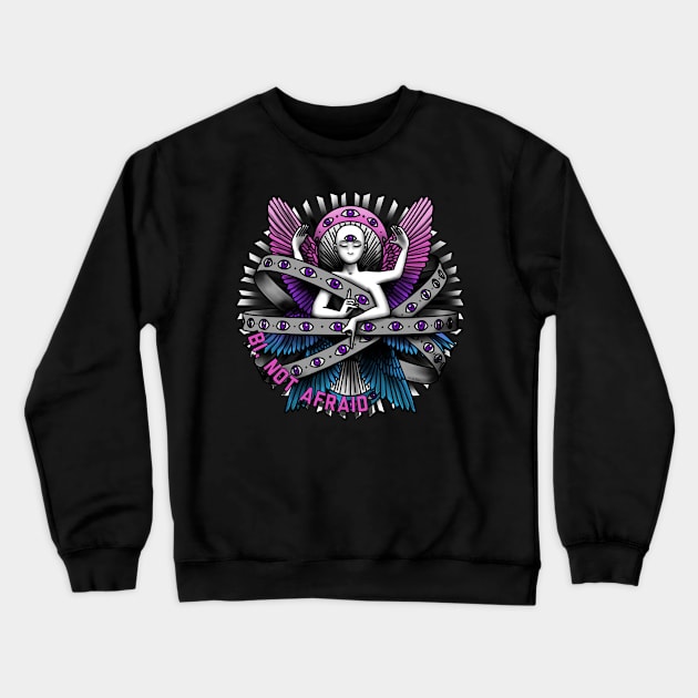 Bi, Not Afraid Crewneck Sweatshirt by Art by Veya